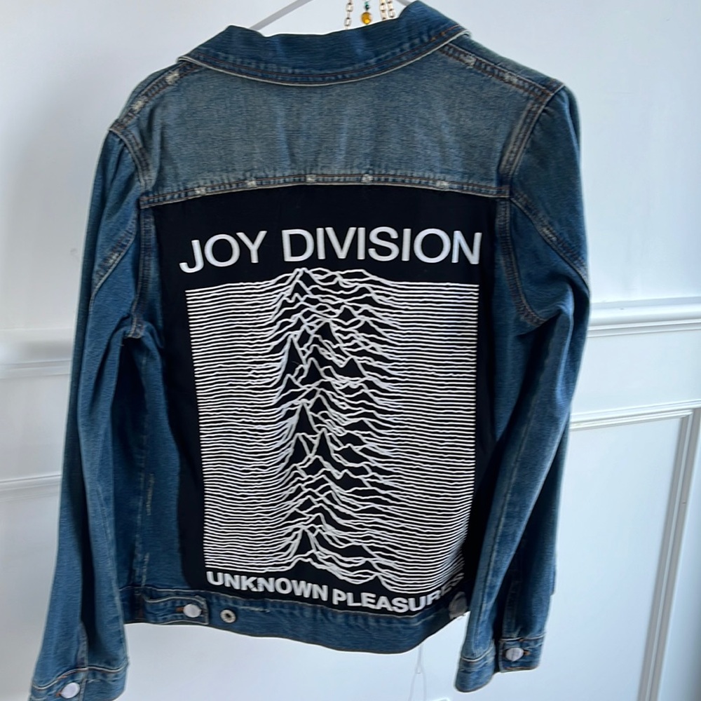 Size large brand new denim jacket JOY DAVISON band Brand. New